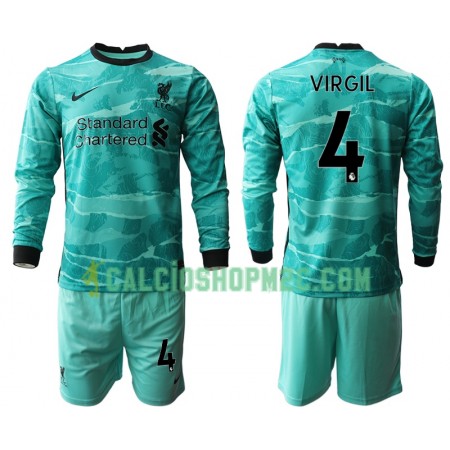 Liverpool Virgil van Dijk 4 Bambino Maglia Trasferta 2020/2021 Manica Lunga (+ Pantaloncini)